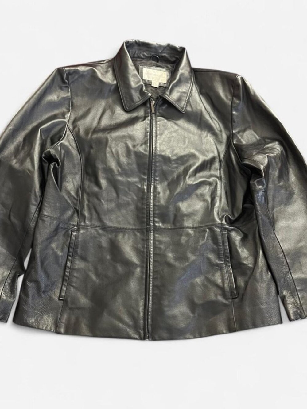 Black zip up leather jacket